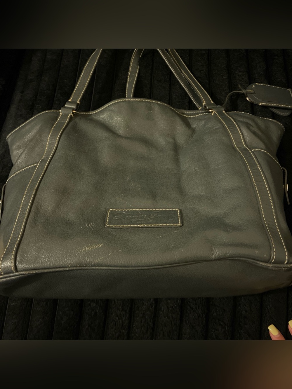 Dooney & Bourke Black Leather Tote with Pink Interior - Picture 2 of 6